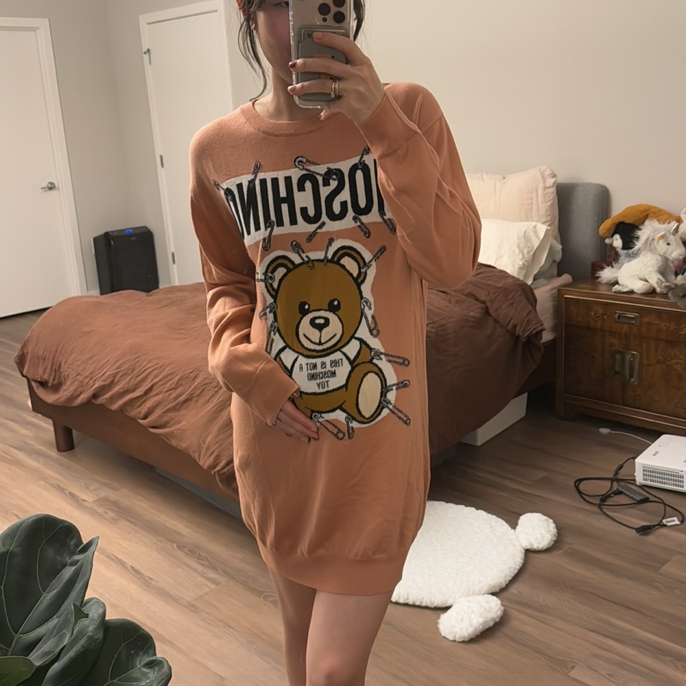NWT Moschino couture moschino teddy bear pink wool sweater dress